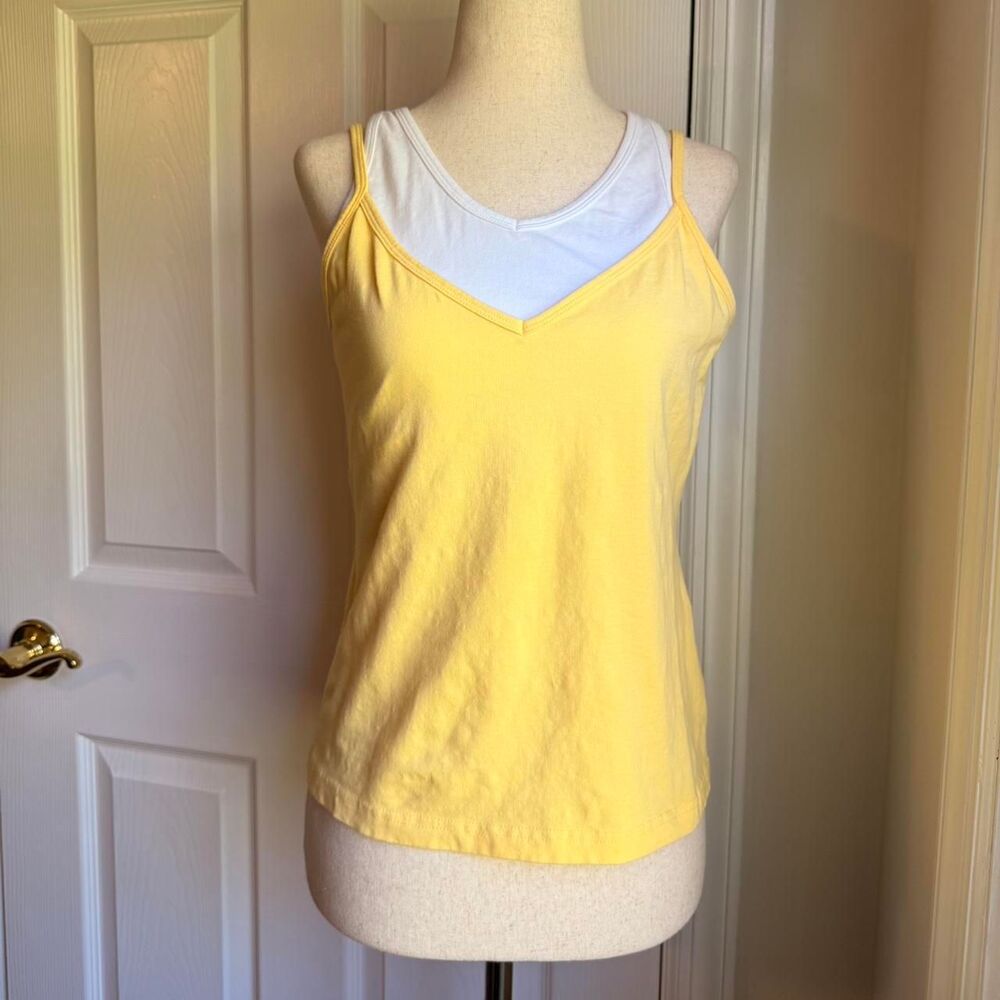Y2K Athletic Yellow Layered White Cami/Tank by SO